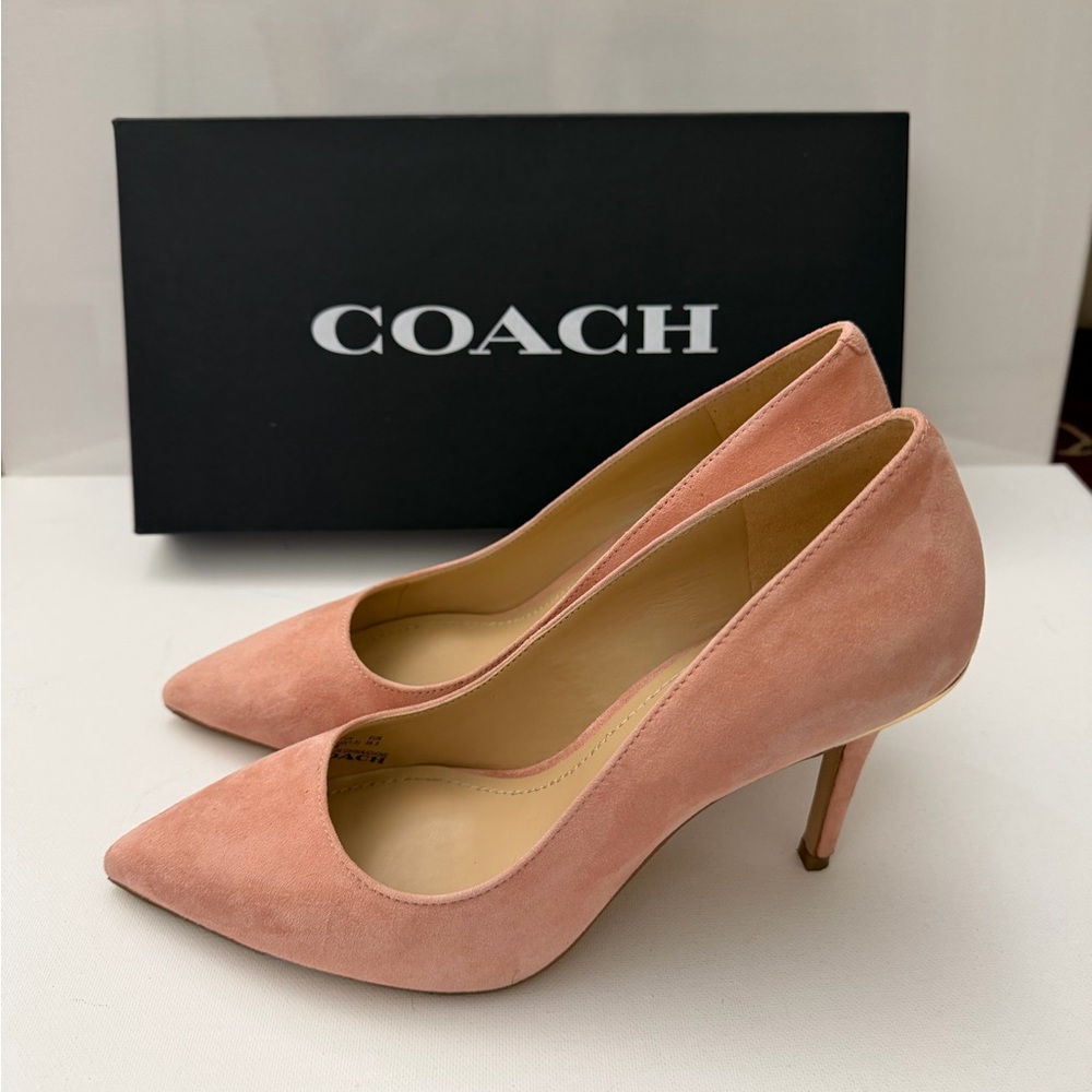 Coach Pink Suede Pointed-Toe Heels - Picture 3 of 10